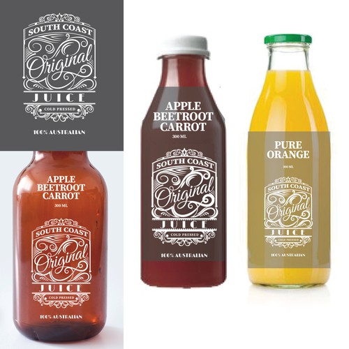 Hipster label with the title 'Pressed Juice Bottle Label Design'
