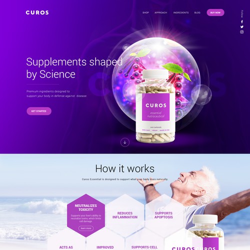 Creative website with the title 'Bring to Life the Future of Nutritional Supplements'