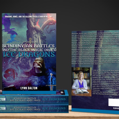 Epic fantasy book cover with the title 'Cover for fantasy book about magic and dragons'