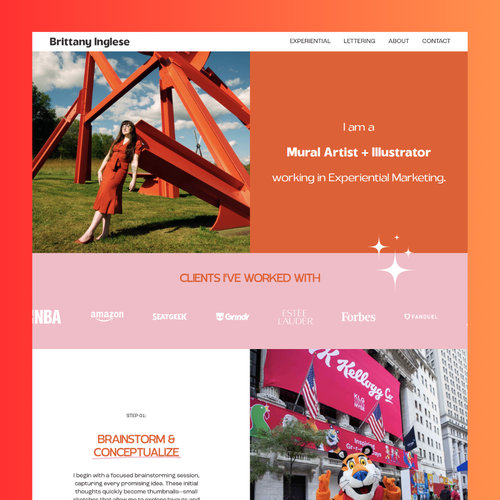 JavaScript design with the title 'Brittany Inglese – Portfolio Website Redesign'