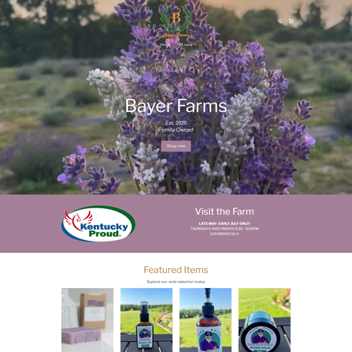 Farm design with the title 'WEBSITE DESIGN FOR LAVANDER FARM - BAYER FARM'