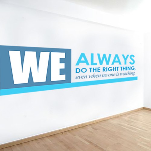 Wall art design with the title 'Typography—Wall Lettering of Company's Core Values'