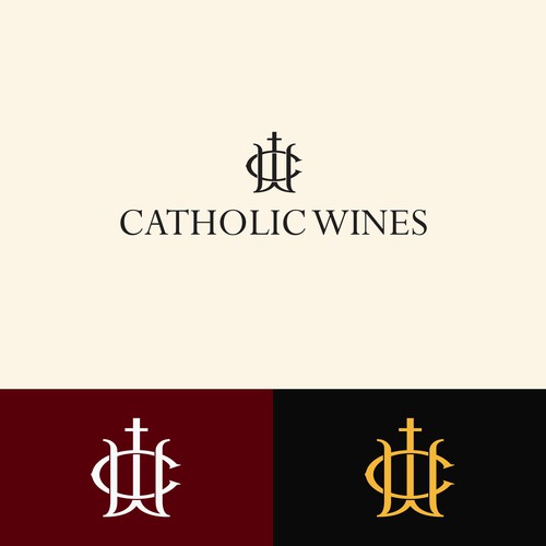 Catholic logo with the title 'Monogram concept for Catholic wines industries'