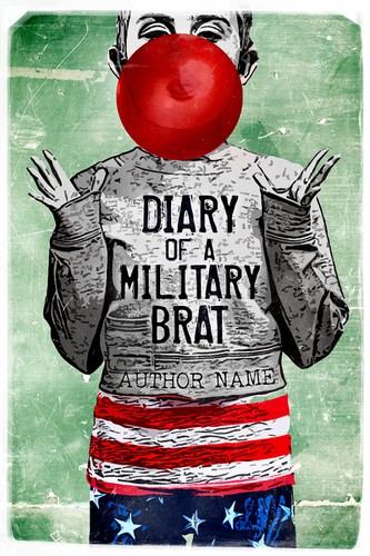 Biography design with the title '''Diary of a military brat'' book cover'