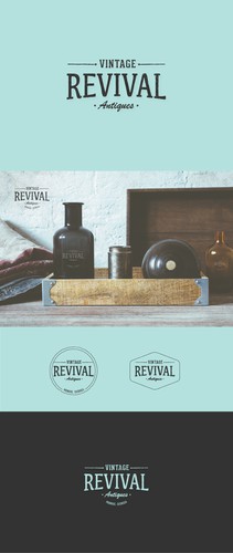 Bottle logo with the title 'VINTAGE REVIVAL ANTIQUES---NEW RETAIL STORE IN ATLANTA GEORGIA'