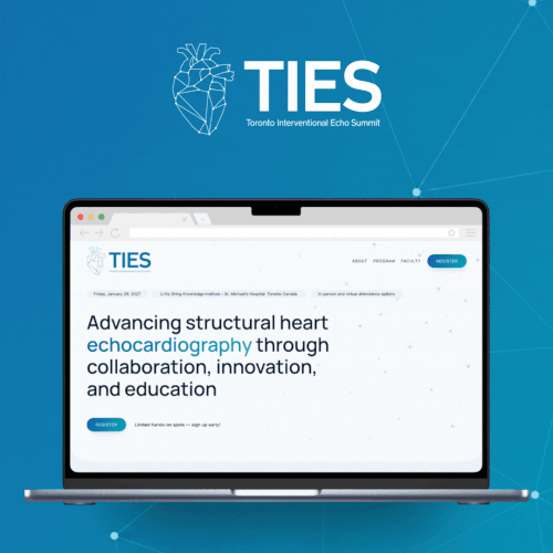 Design with the title 'Toronto Interventional Echo Summit (TIES) Website'