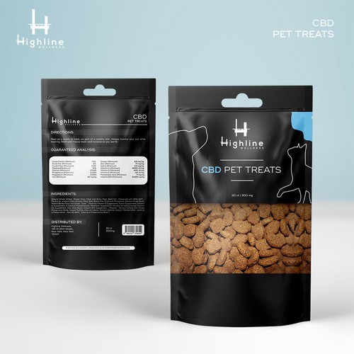 Dog label with the title 'CBD Dog Treats Packaging design for "Highline Wellness" brand'