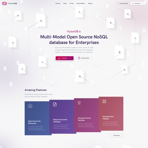 Database design with the title 'Illustrative database software website design'