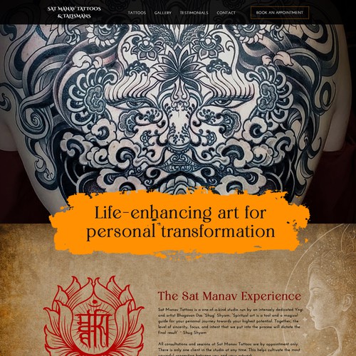 Artist website with the title 'Tattoo Artist Business Homepage'