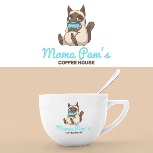 Kitty logo with the title 'logo for coffee house'