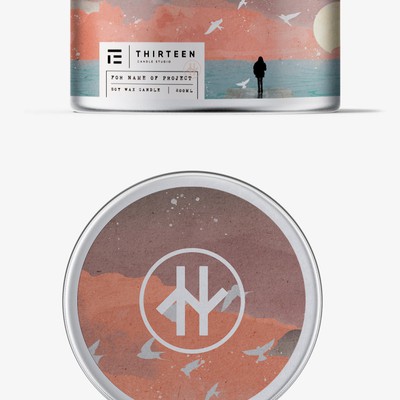 Candle label with unique illustration