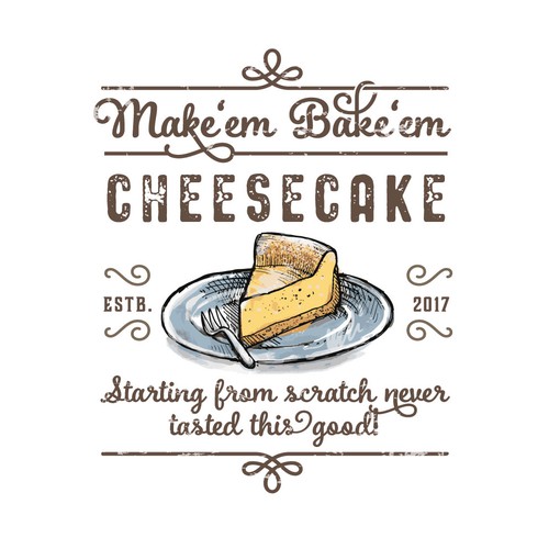 Cake design with the title 'Logo for hand made cheesecakes!'
