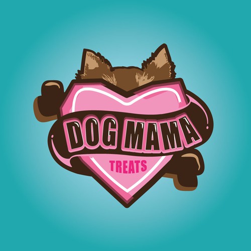 Dog heart logo with the title 'Dog Mame Treats'
