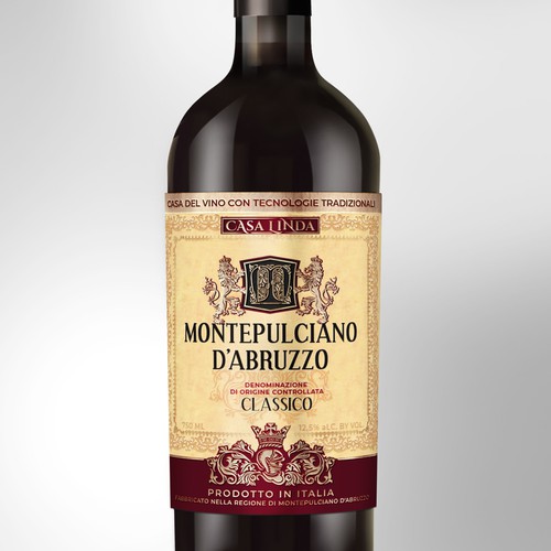 Vintage label with the title 'Vintage Label for Italian wine Montepulciano D'Abruzzo'