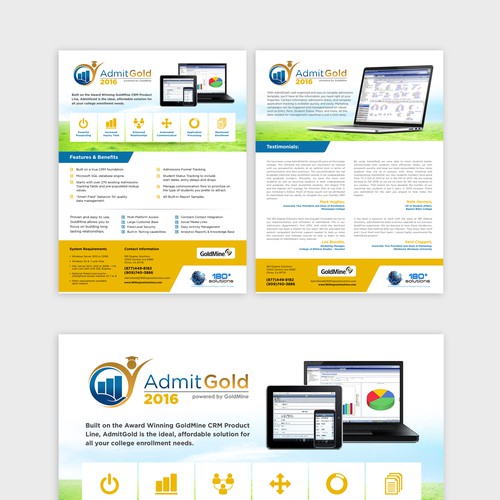 Handout design with the title 'Product Brochure for a CRM Software'