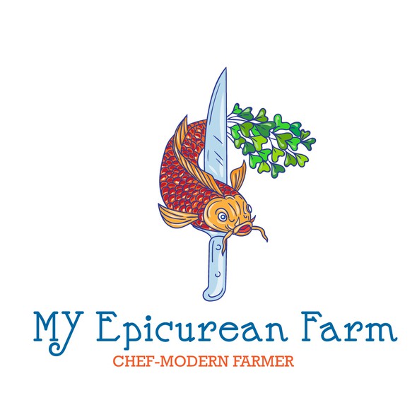 Koi design with the title 'MY Epicurean Farm'