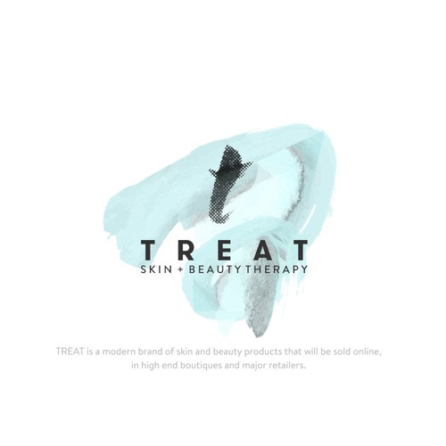 Watercolor logo with the title 'Logo Concept for TREAT, artisan cosmetics'