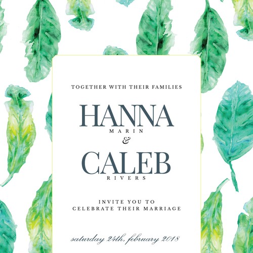 Jungle design with the title 'Fresh Wedding Invitation Concept'