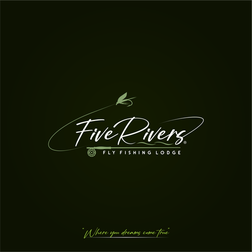 Fishing logo with the title 'Five Rivers Fly Fishing Lodge'