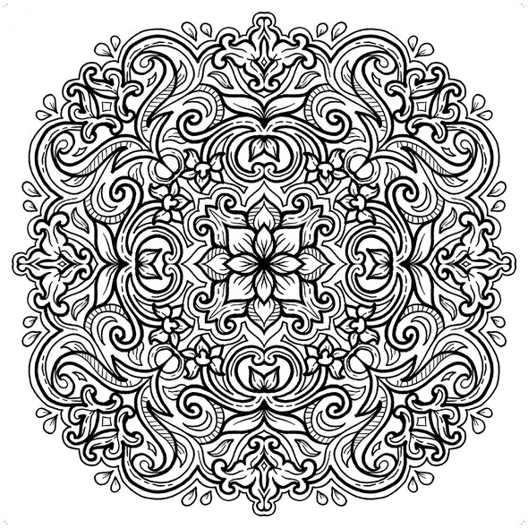 Mandala artwork with the title 'Batik Mandala Coloring Book'