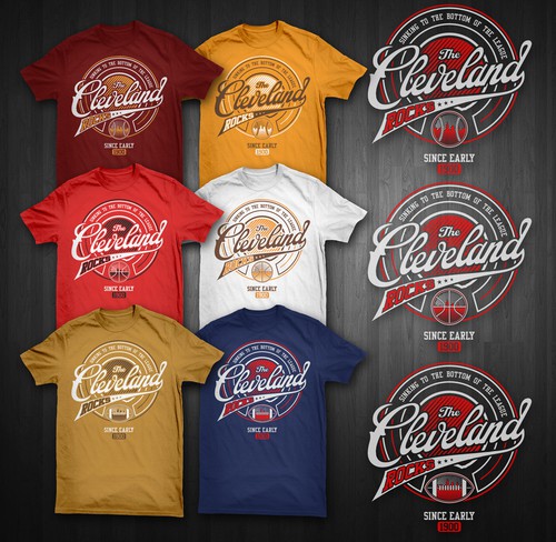Typographic t-shirt with the title 'The Cleveland Rocks (a fictional sports team) '