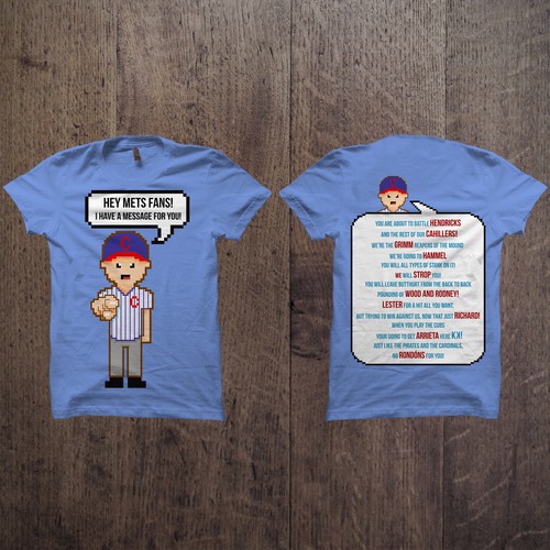 Pixel art design with the title 'Design for CUBS FANS T-SHIRT.'