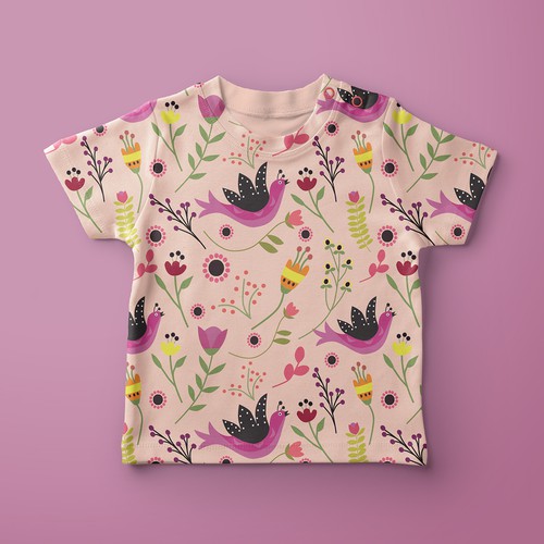 Happy illustration with the title 'bold and vintage pattern for a baby t-shirt'