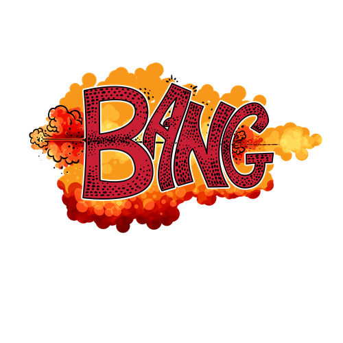 Comic artwork with the title 'Onomatopoeia Bang'