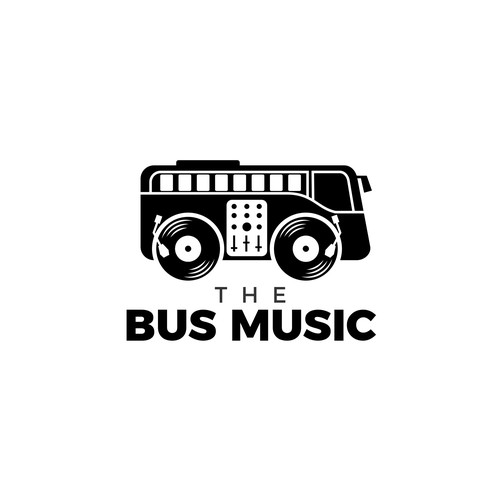 Bus logo with the title 'Bold Logo For The BUS MUSIC by Arkylo.'