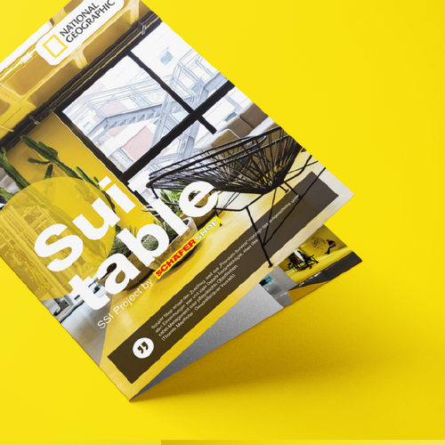 Editorial design with the title 'Bi-fold Template for "Schafer Shop"'