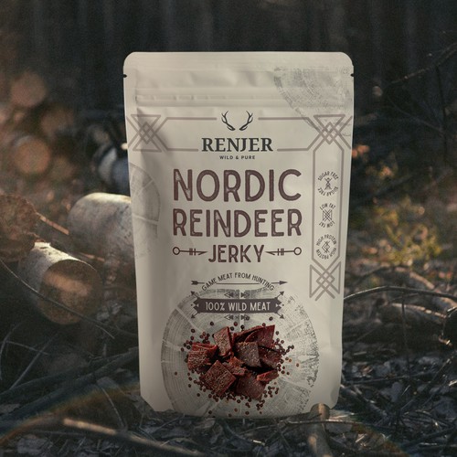 Scandinavian design with the title 'Nordic jerky packaging design'
