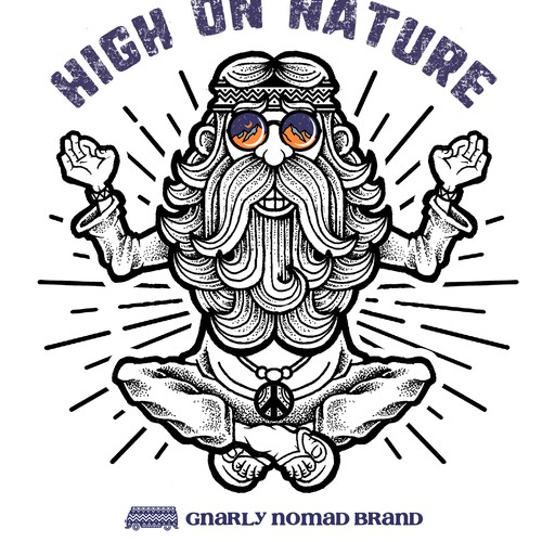 Hipster t-shirt with the title 'High on Nature Version 2'