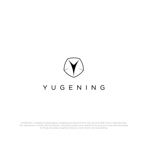 Pentagon logo with the title 'Yugening Logo Design'