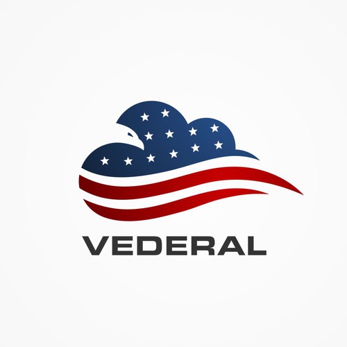 American flag logo with the title 'Vederal powerful new patriotic/cloud/technology logo'