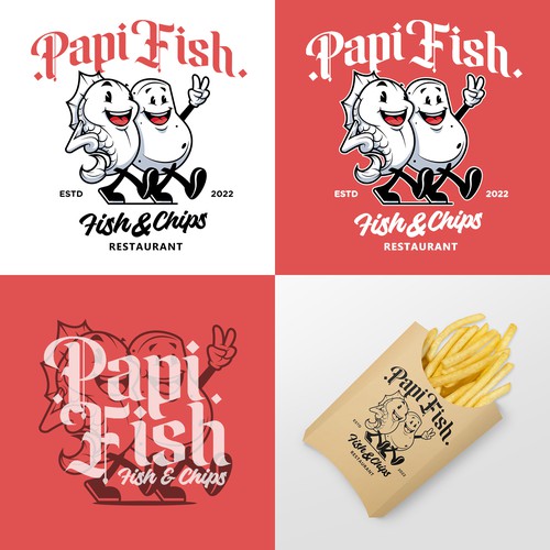Potato logo with the title 'concept for papifish restaurant'