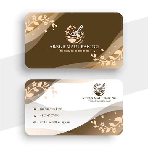 Floral design with the title 'Arel's Maui Baking'