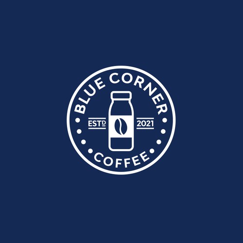 Pictorial logo with the title 'Logo For Cafe : BLUE CORNER CAFEE'