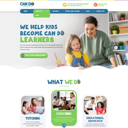 Kid website with the title 'Website Design for Kids School'