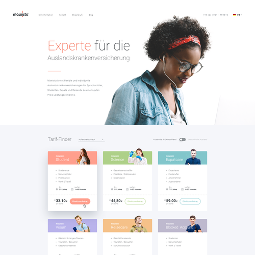 Branding website with the title 'Main Page Concept for Health Insurance Company'
