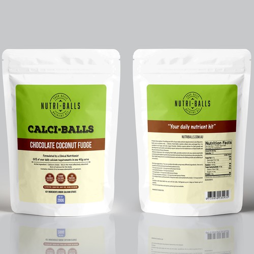 Protein packaging with the title 'CALCI BALLS'