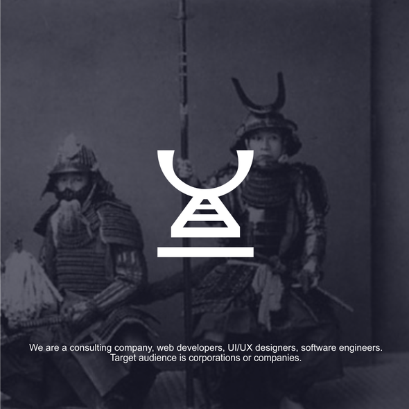 Samurai logo with the title 'Design a Corporate Logo that even Donald Trump would approve'