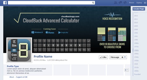 Calculator design with the title 'Bold Facebook Cover Design Concept For Mobile App'