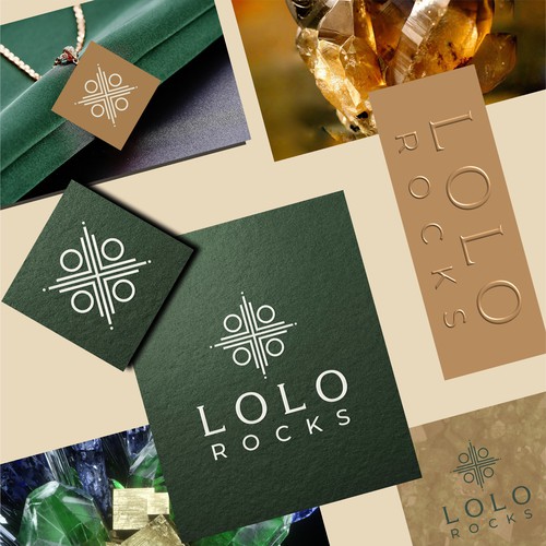 Crystals logo with the title 'MINIMALIST LOGO FOR A ROCK SHOP CALLED "LOLO ROCKS"'