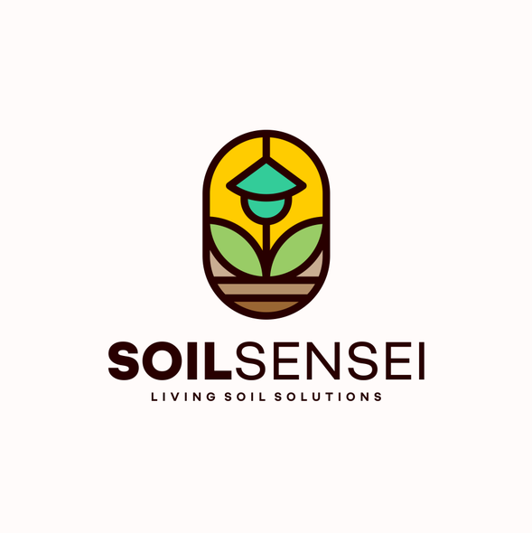 Soil design with the title 'badge modern style from element soil and sensei.'