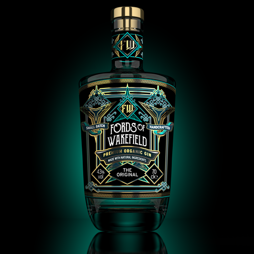 Contrast design with the title 'Gin Label new flavor.'