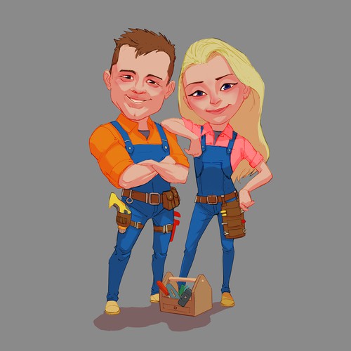 Superhero artwork with the title 'Handyman Business Cartoon'