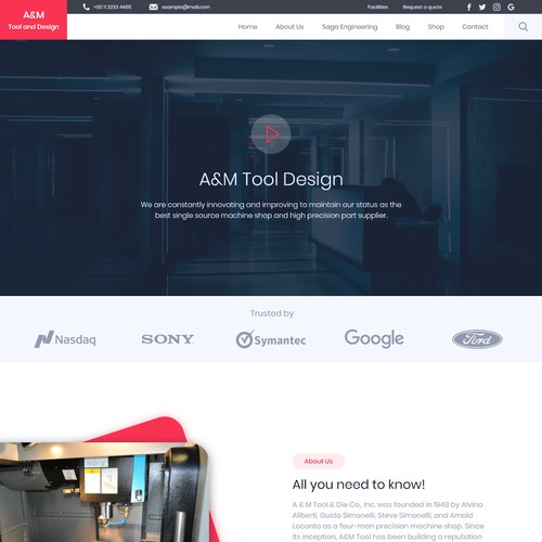 Red website with the title 'Industrial Web Design'