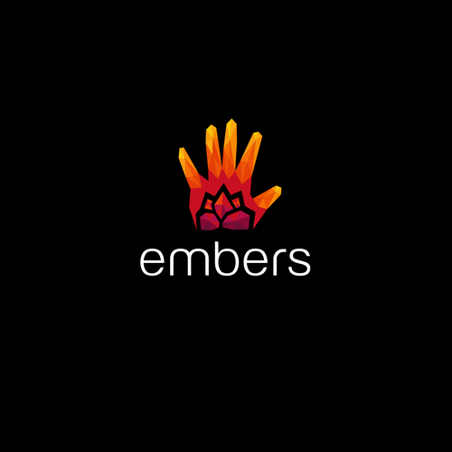 Shading design with the title 'Polygon logo-design representing fire hand '