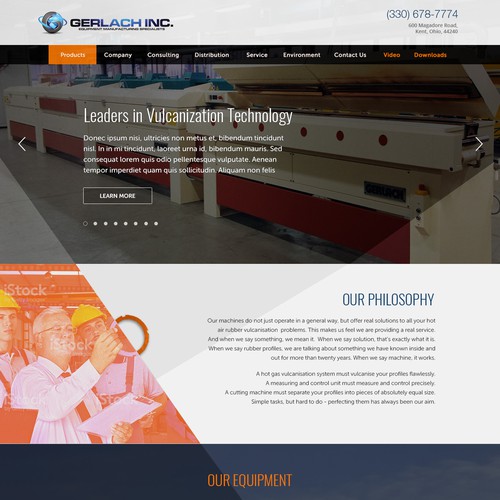 Factory design with the title 'Wordpress theme design for Gerlach Inc.'