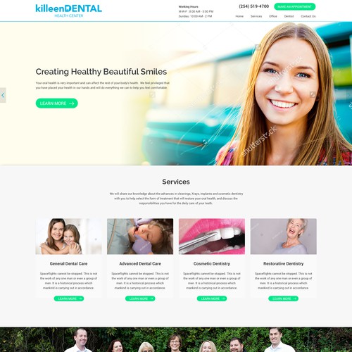 Dental website with the title 'Homepage Design for a dentist'